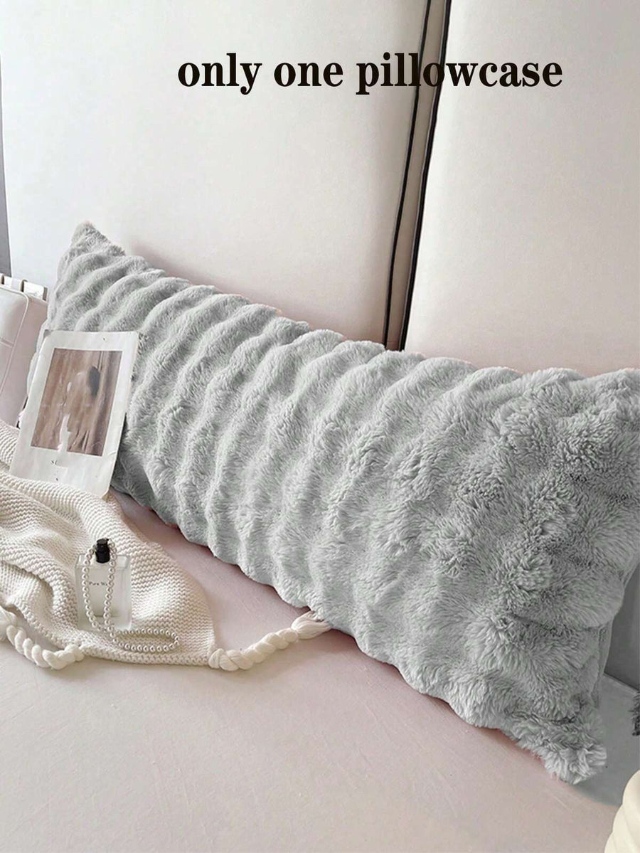1pc Soft Plush Long Bolster Pillow Case, Super Soft Traditional Flannel, Suitable For Bedroom, Dorm, Sofa, All Seasons, Washable Without Filling